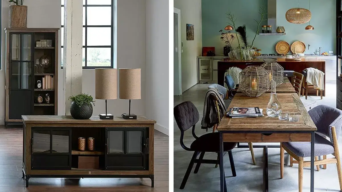 Industrial Style Einrichtung von Rivièra Maison mit Shelter Island Tisch und Hoxton Kommode