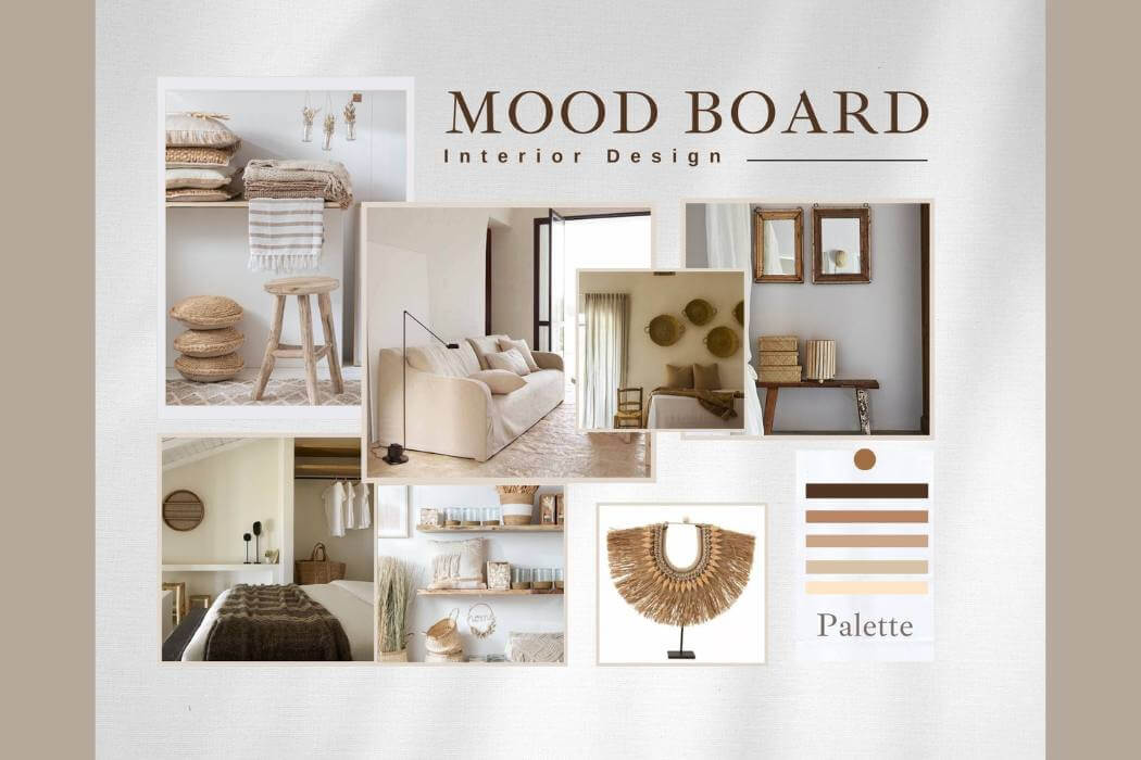 Entwurf eines Moodboards für Interieur