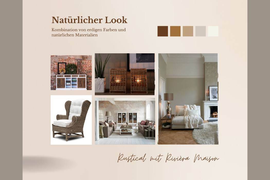 Moodboard für eine natürliche Einrichtung in Brauntönen