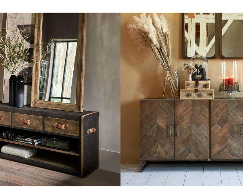 Riviera Maison Sideboards im Flur aus Holz mit Dekoration