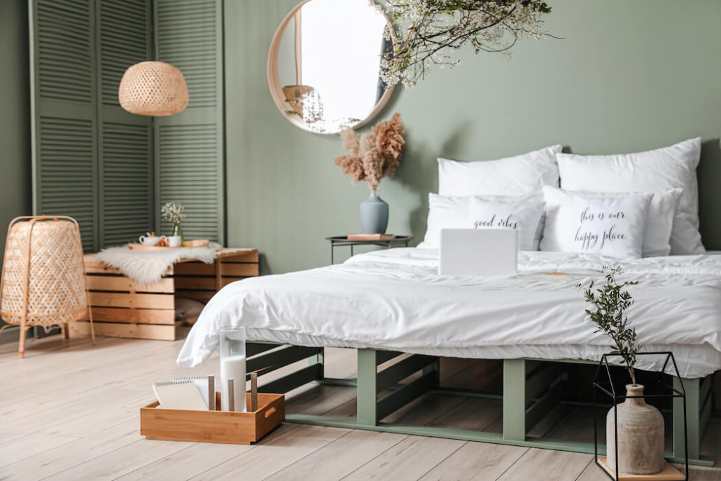 Schlafzimmer einrichten modern mit grün