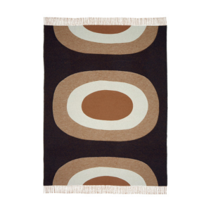 Marimekko - Melooni Wolldecke, 130 x 170 cm, braun / off-white / dunkelblau