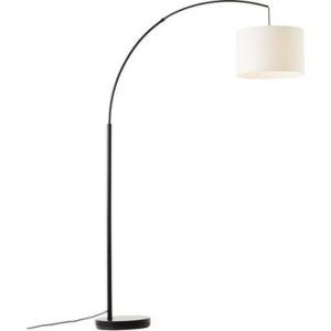 Places of Style Stehlampe Elijah, ohne Leuchtmittel, Bogenlampe Textilschirm Stoff Ø 36cm weiß